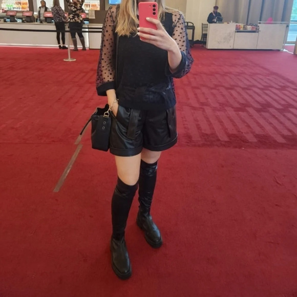 Marella Faux Leather Belted Bermuda Shorts size 6 - Picture 1 of 4